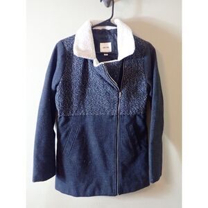Girls Cherokee Coat Fur Collared Gray Tweed Jacket XL Crewcuts Kids Black Gray